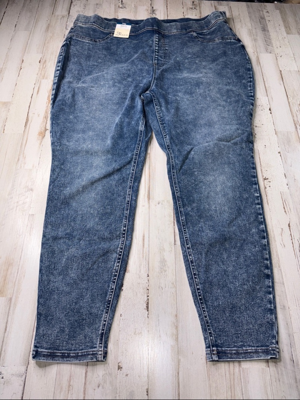 Terra & Sky  Jeggings Skinny Hgh Rise Washed Blue Size 2X (20-22W) - Picture 3 of 12